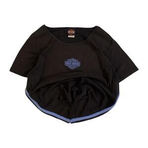 Harley‎ Davidson Women's Embroidered Logo Short Sleeve T Shirt Black XL
